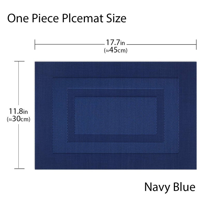 PIGCHCY Placemats,Washable Vinyl Woven Table Mats,Elegant Durable Placemats for Dining Table Set of 4 (18 x 12 inches, Navy Blue) - Image 2